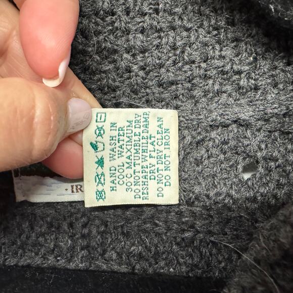 Aran Crafts Gray Thick Cable Knit Cardigan Sweater 100% Irish Wool Size Small - Picture 6 of 8